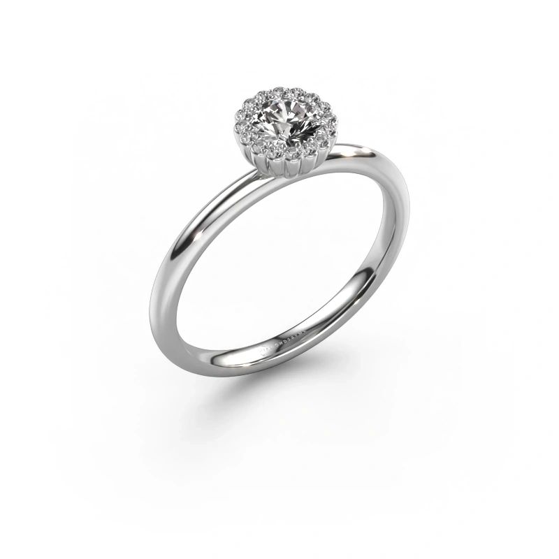 Bague de fiançailles Queen 585 or blanc diamant 0.38 crt