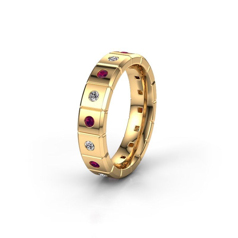 Afbeelding van Huwelijksring WH2055L15DP<br/>585 goud ±5x2.4 mm<br/>Rhodoliet