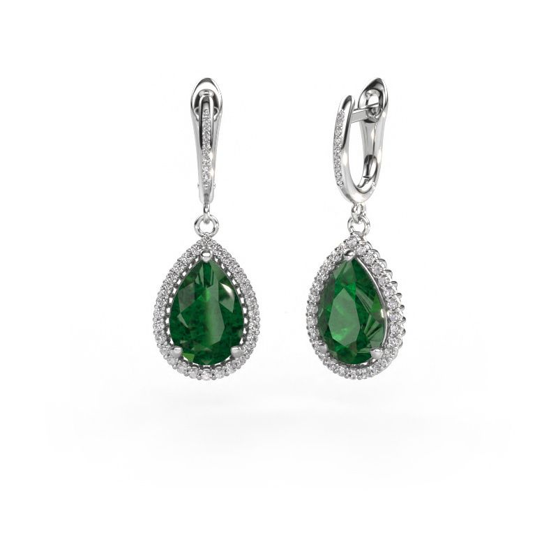 Pendants d'oreilles Tilly per 4 950 platine emeraude 12x8 mm