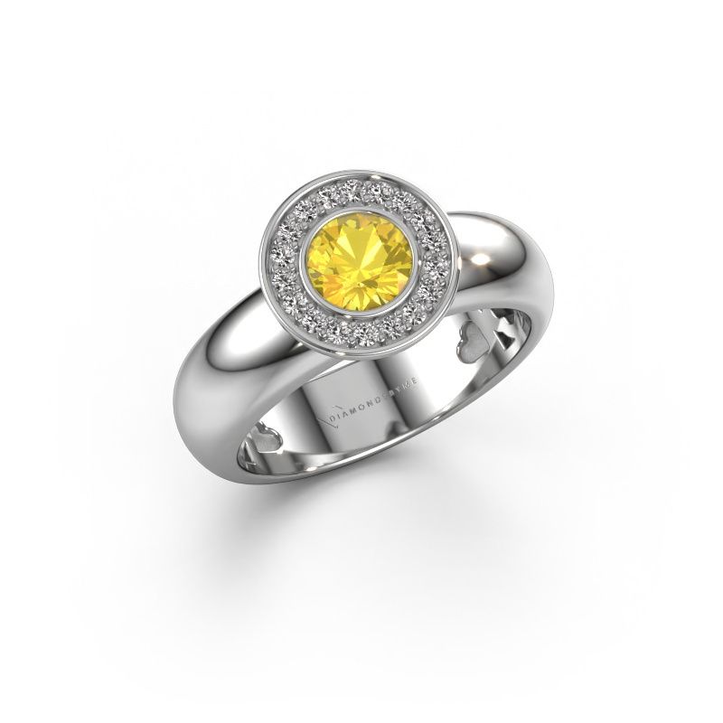 Ring Anna 585 white gold yellow sapphire 5 mm