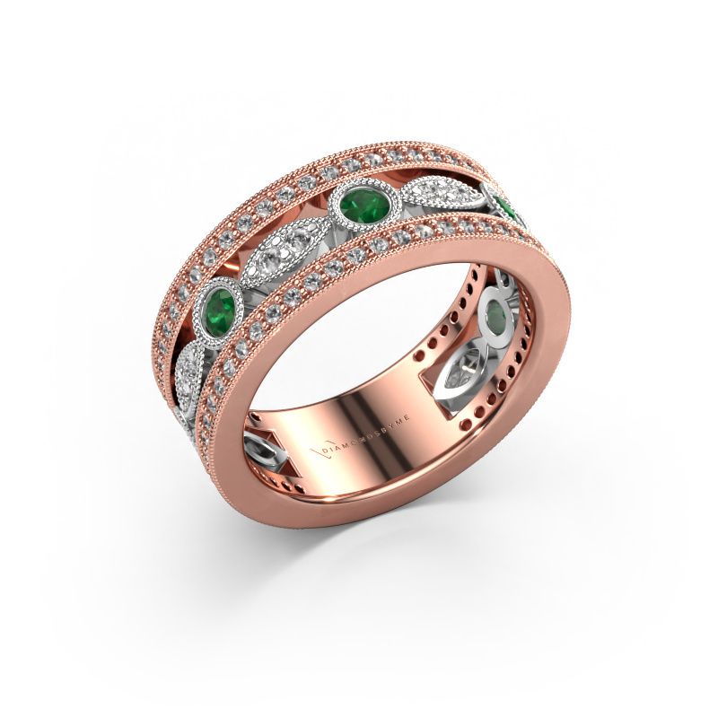 Ring Jessica 585 rosé goud smaragd 2.5 mm