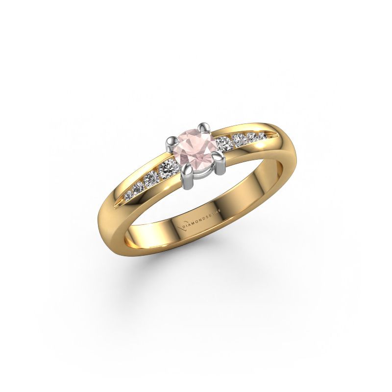 Anello di fidanzamento Zohra 585 oro morganite champagne 4 mm