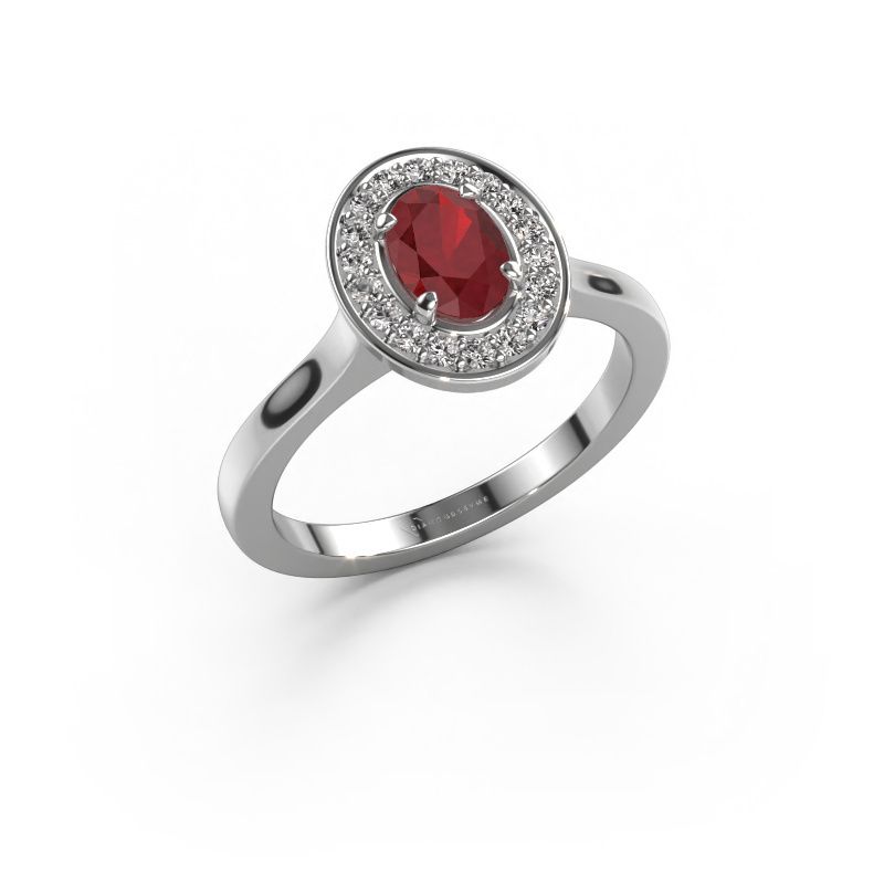 Bague Madelon 1 950 platine rubis 7x5 mm