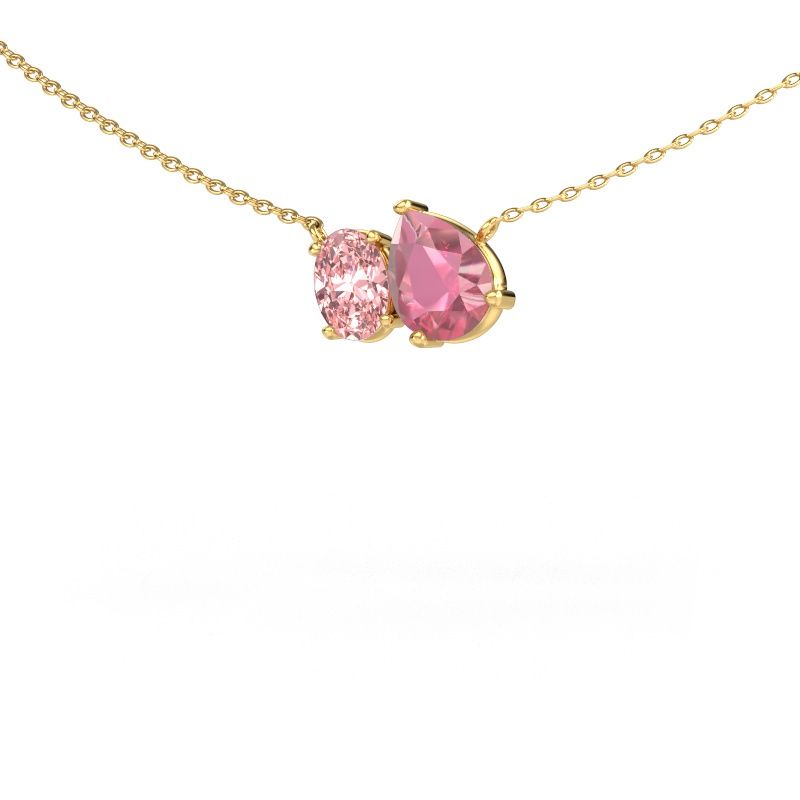 Pendant Toi et Moi PER OVL 585 gold tourmaline pink 8x6 mm