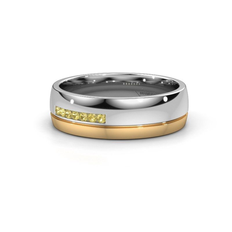 Image of Wedding ring WH0308L26AP<br/>585 white gold ±6x1.7 mm<br/>Yellow sapphire