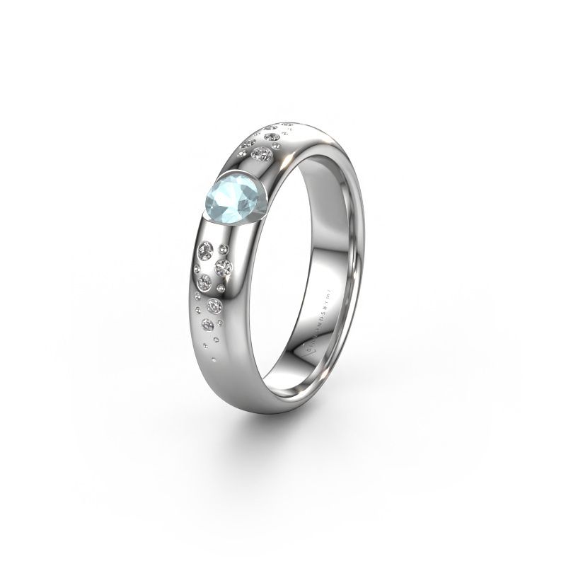 Wedding ring WH2104L34A 585 white gold aquamarine ±0.18x0.07 in