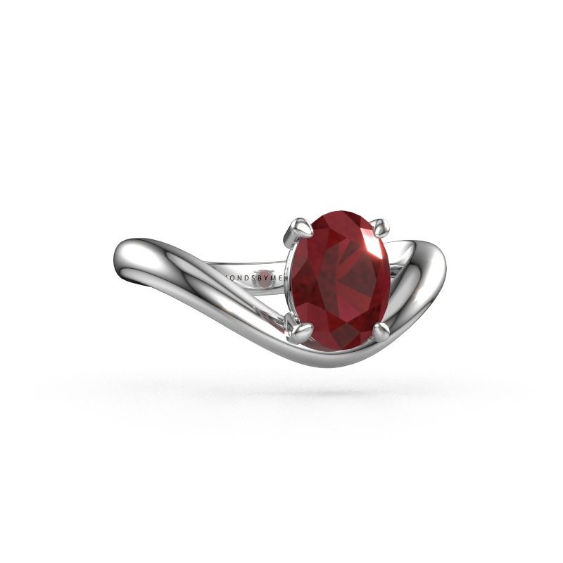 Verlobungsring Femke OVL 950 Platin Rubin 8x6 mm