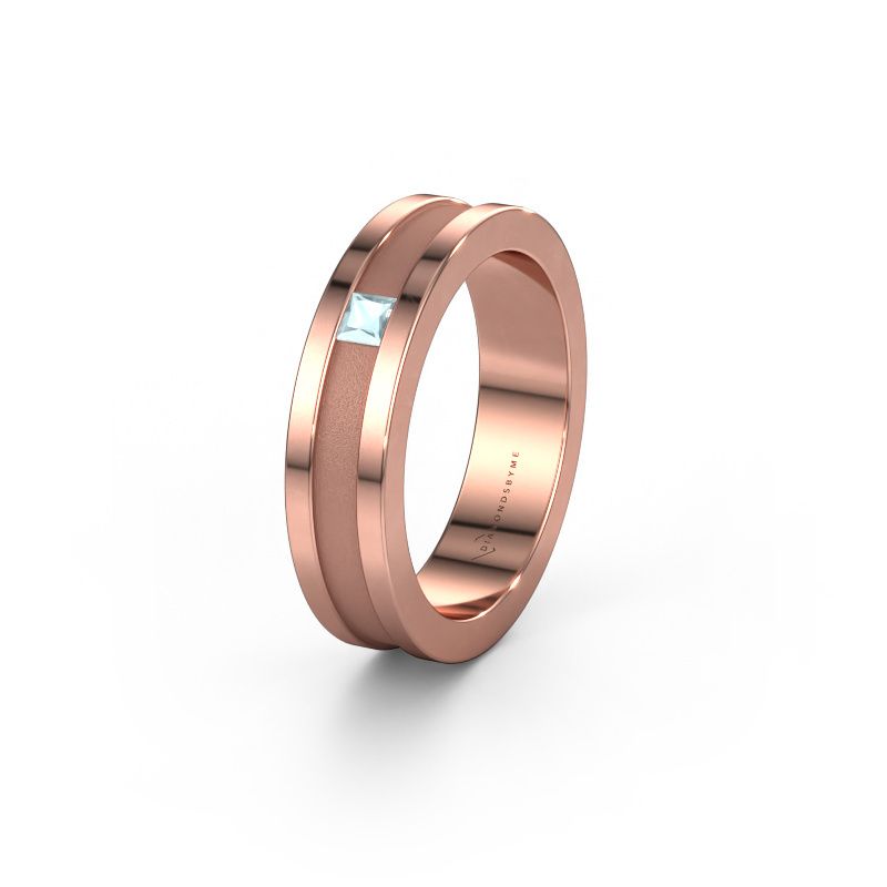 Wedding ring WH2001L 585 rose gold aquamarine ±5x2 mm