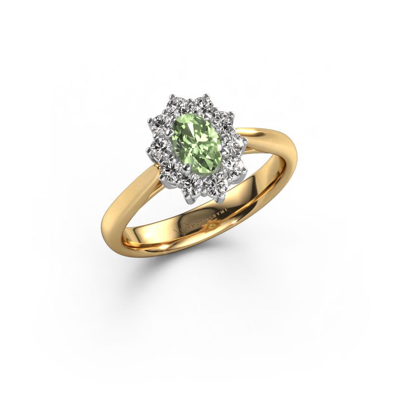 Engagement ring Leesa 1 585 gold green lab grown diamond 6x4 mm