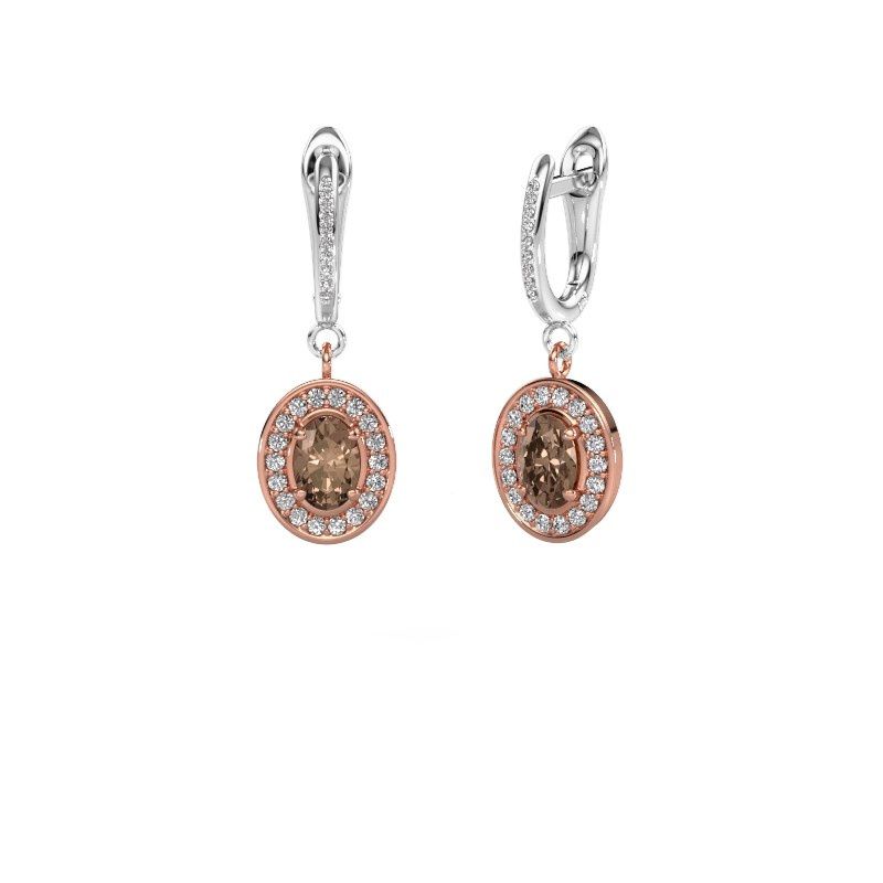 Afbeelding van Oorhangers Layne 2<br/>585 rosé goud<br/>Bruine diamant 1.99 crt