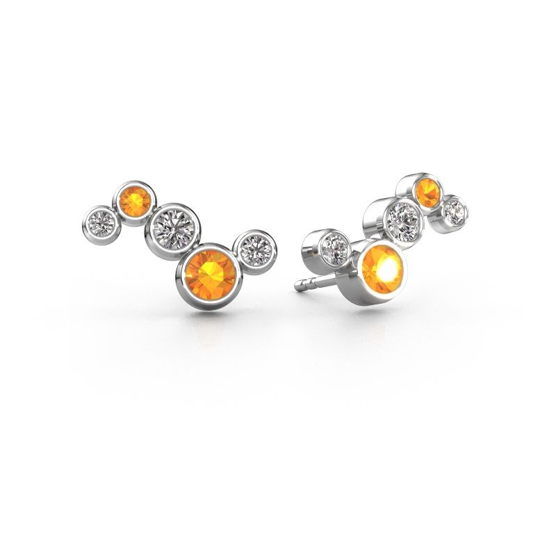 Earrings Ryan 950 platinum citrin 4 mm