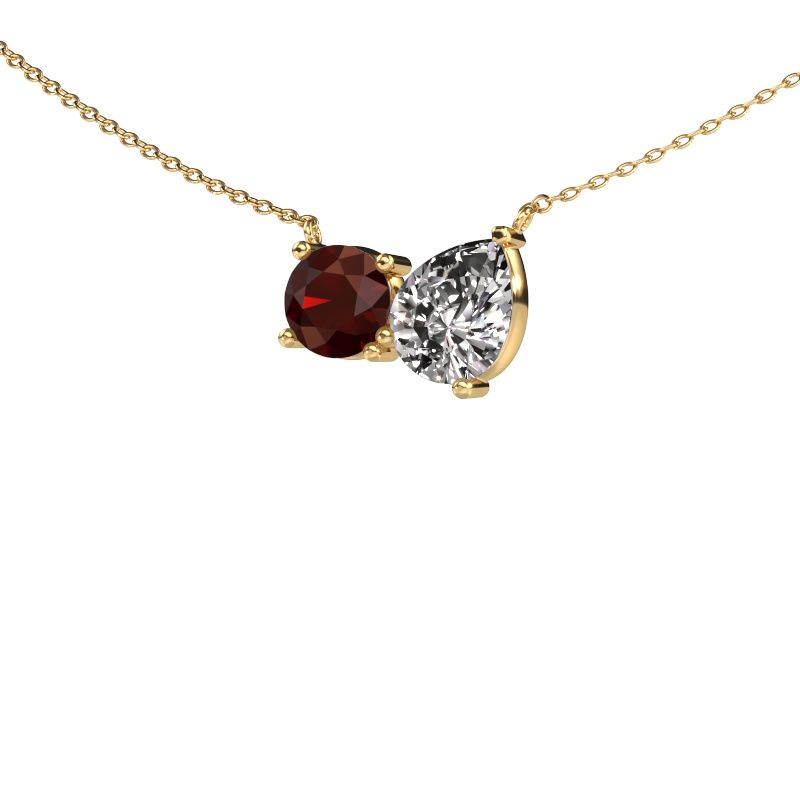 Pendant Toi et Moi RND PER 585 gold garnet 6.5 mm