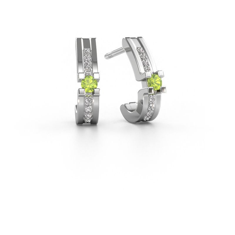 Boucles d'oreilles Myrthe 950 platine péridot 2.5 mm