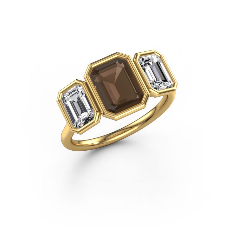 Engagement ring Lavon 3 EME 585 gold smokey quartz 8x6 mm