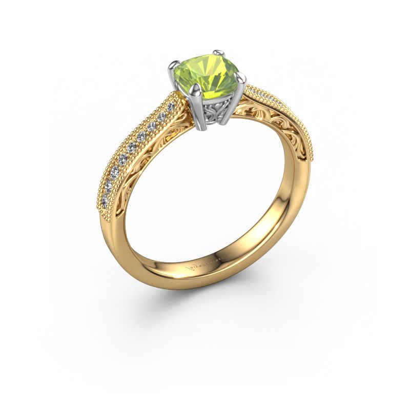 Aanzoeksring Shonta CUS 585 goud peridoot 5.5 mm