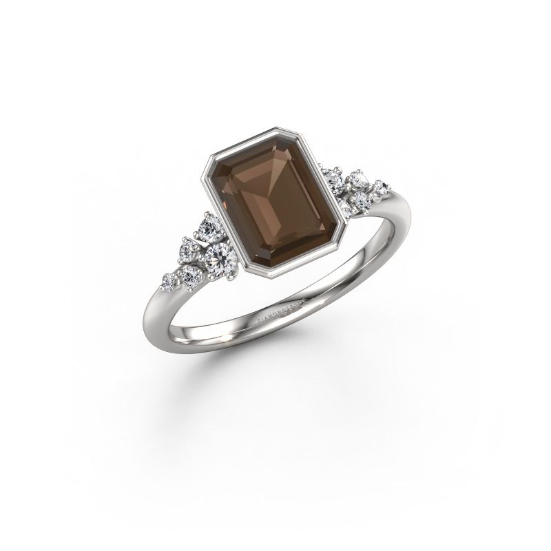 Verlobungsring Aliyah EME 950 Platin Rauchquarz 8x6 mm