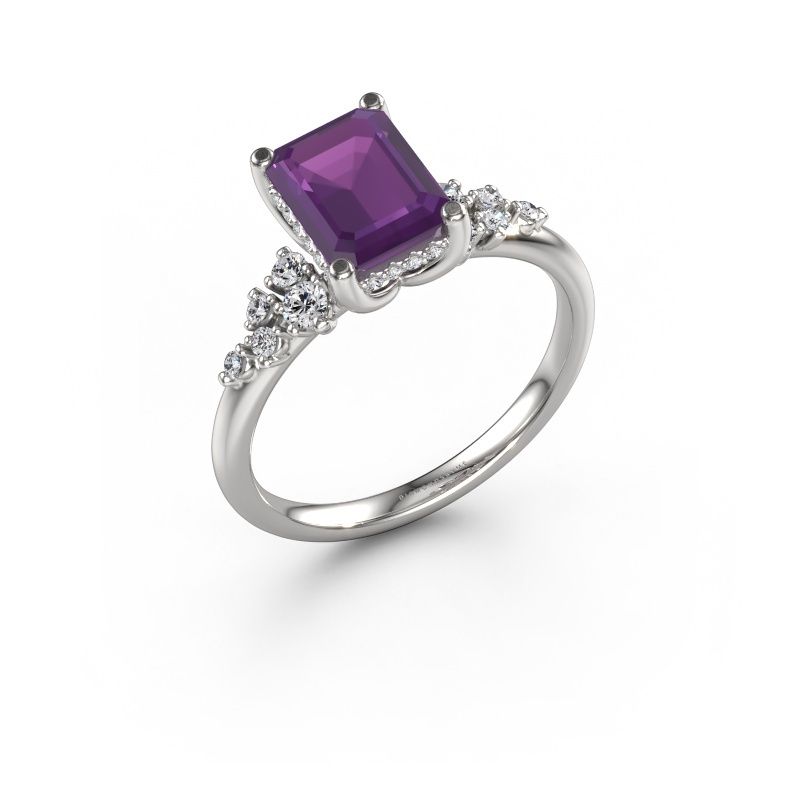 Verlovingsring Emma EME 585 witgoud amethist 8x6 mm