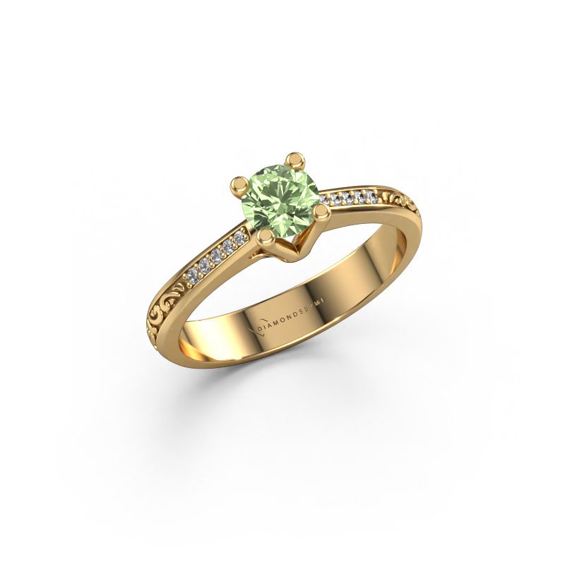 Engagement ring Mei 585 gold green lab grown diamond 4.7 mm