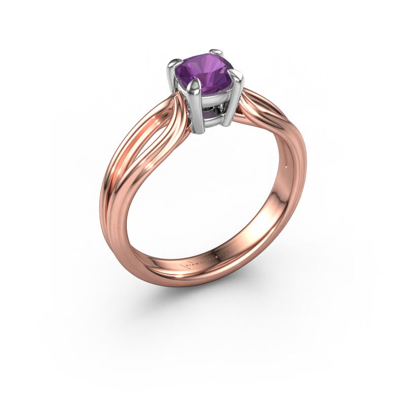 Verlovingsring Antonia cus 1 585 rosé goud amethist 5 mm