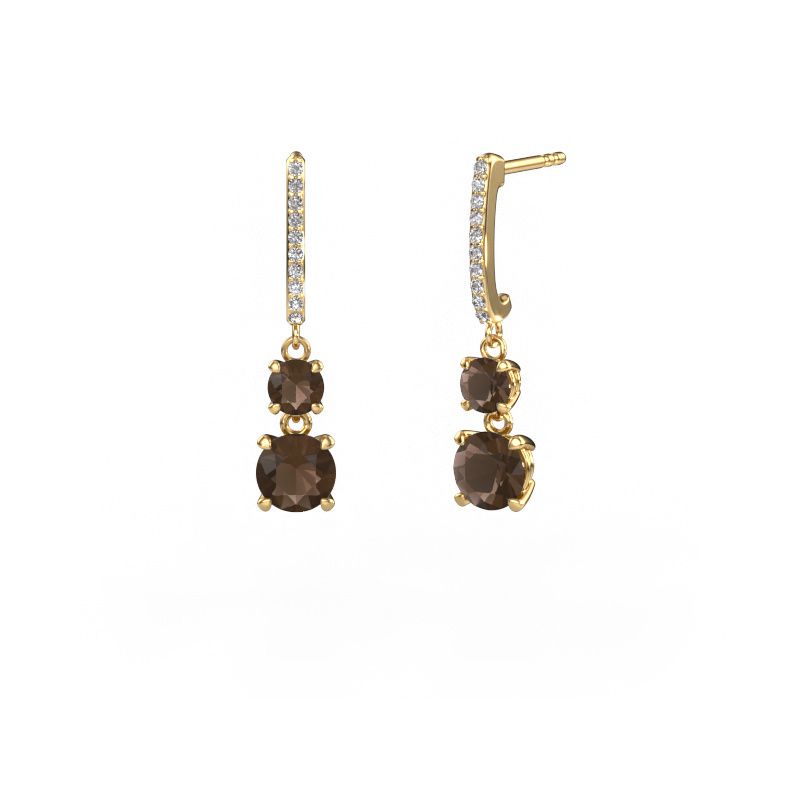 Oorhangers Tanja 2 585 goud rookkwarts 4.2 mm