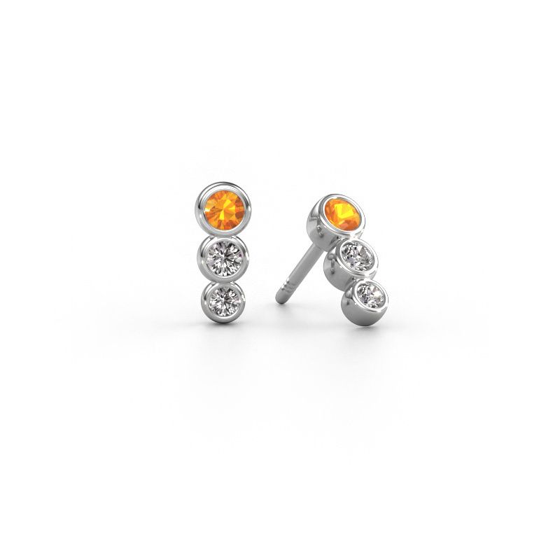 Boucles d'oreilles Felica 585 or blanc citrine 2.7 mm