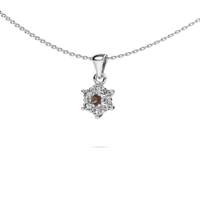 Pendant Chantal 585 white gold smokey quartz 2.4 mm
