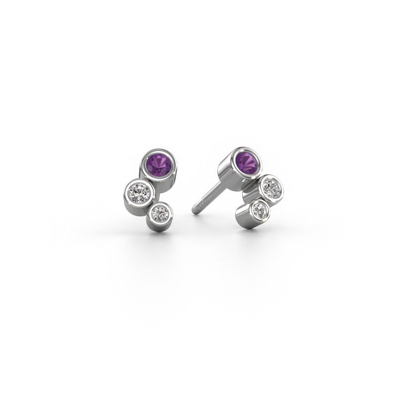 Ohrsteckers Marlys 585 Weißgold Amethyst 2.5 mm