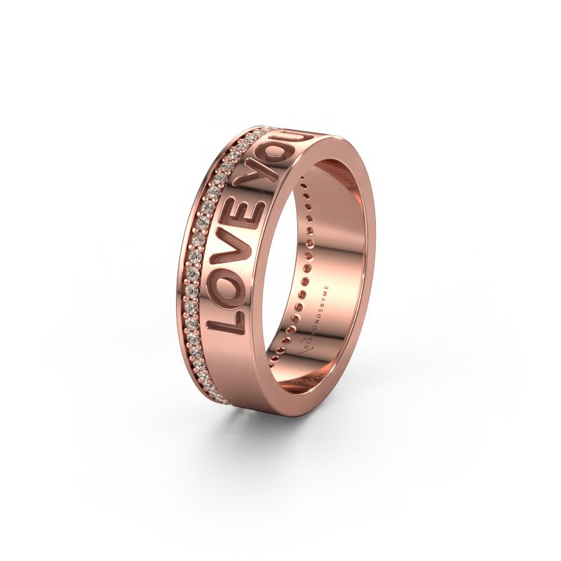 Trouwring Namering 4 585 rosé goud ±6x2 mm