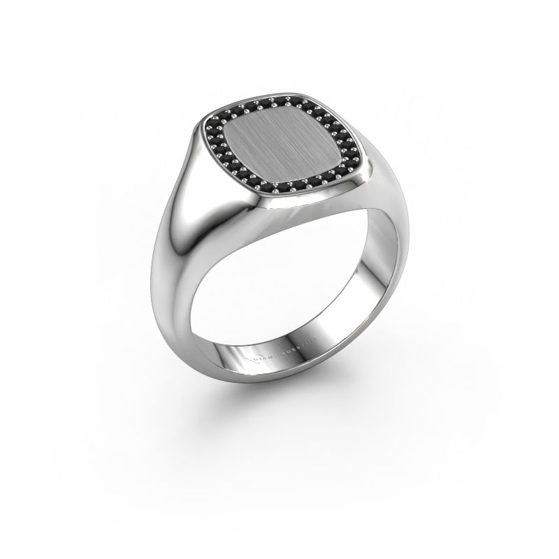 Men's ring Floris Cushion 2 950 platinum black diamond 0.252 crt