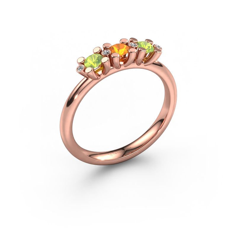 Ring Puk 2 585 rosé goud citrien 3 mm
