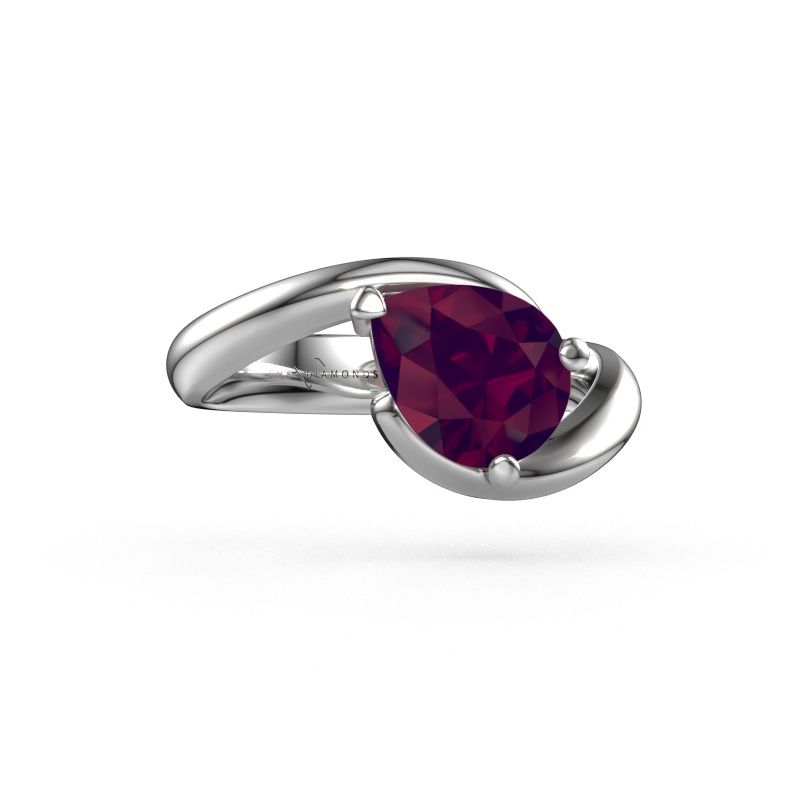 Verlovingsring Aida PER 585 witgoud rhodoliet 9x7 mm