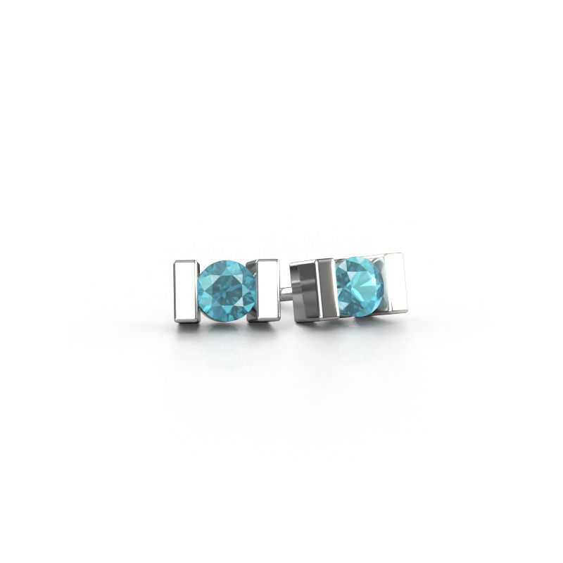 Oorstekers Lieve 950 platina blauw topaas 3.7 mm