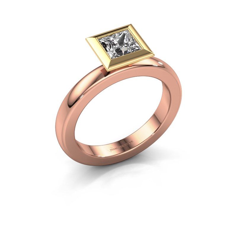 Image of Stacking ring Trudy Square 585 rose gold diamond 0.80 crt