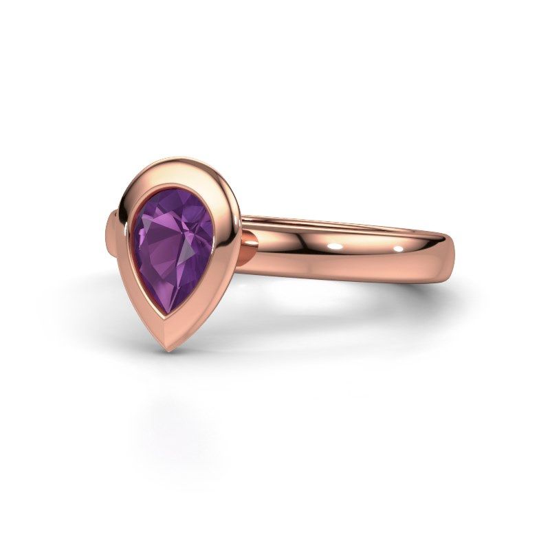 Image of Stacking ring Trudy Pear 585 rose gold amethyst 7x5 mm