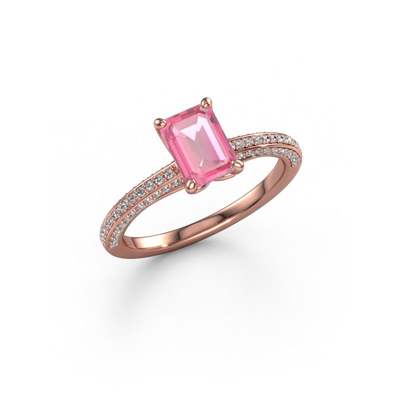 Engagement ring Elenore eme 585 rose gold pink sapphire 7x5 mm