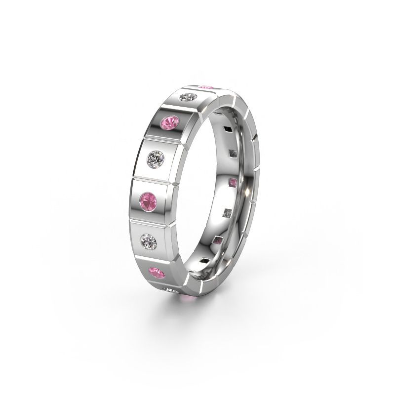 Huwelijksring WH2055L15DP 585 witgoud roze saffier ±5x2.4 mm