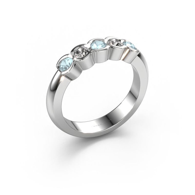 Ring Lotte 5 585 witgoud aquamarijn 3 mm