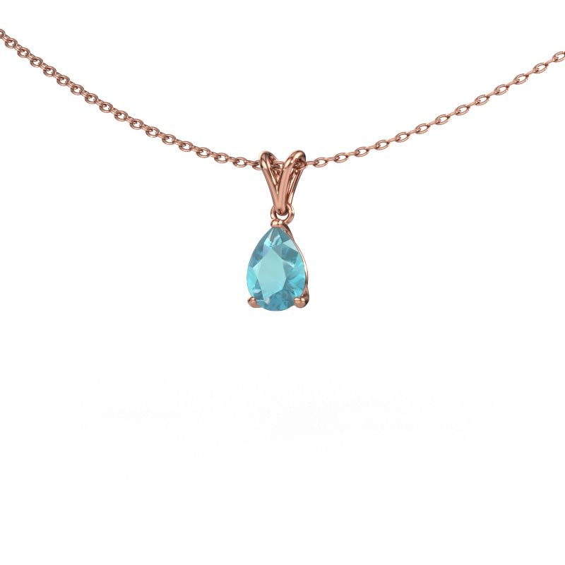 Anhänger Sam PER 585 Roségold Blau Topas 7x5 mm