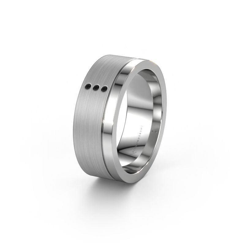 Trouwring WH0325L17APM 585 witgoud zwarte diamant ±7x1.7 mm