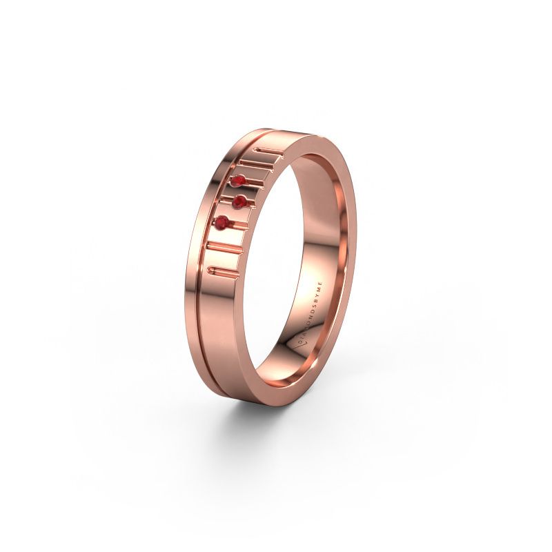 Vriendschapsring WH0332L14X 585 rosé goud robijn ±4x1.5 mm