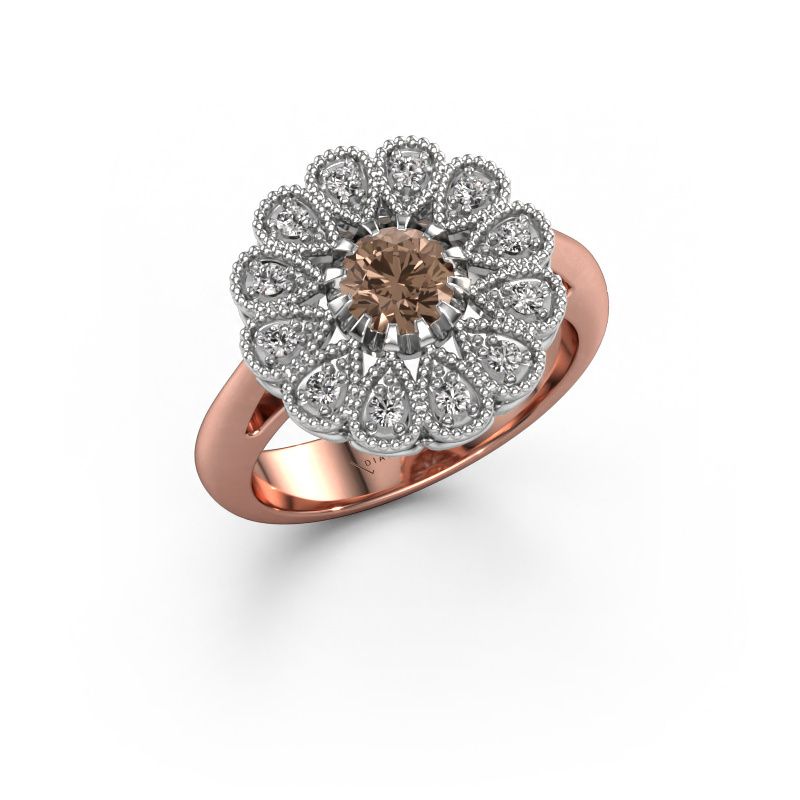 Engagement ring Kaat 585 rose gold brown diamond 0.680 crt