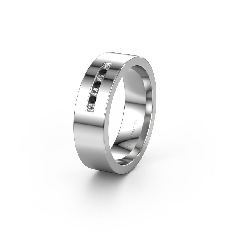 Wedding ring WH0108L16BP 585 white gold black diamond ±6x2 mm