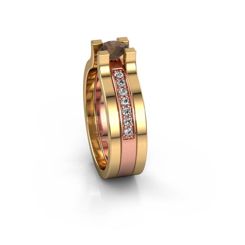 Afbeelding van Verlovingsring Myrthe 585 rosé goud rookkwarts 5 mm