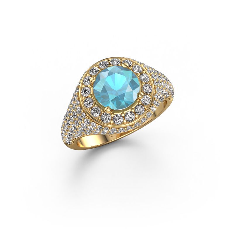 Ring Dayle 585 gull blå topas 7 mm