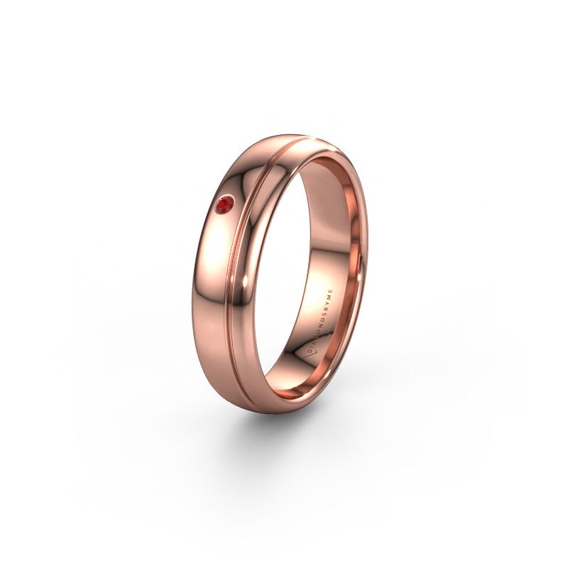 Trouwring WH0301L35AP 585 rosé goud robijn ±5x1.7 mm
