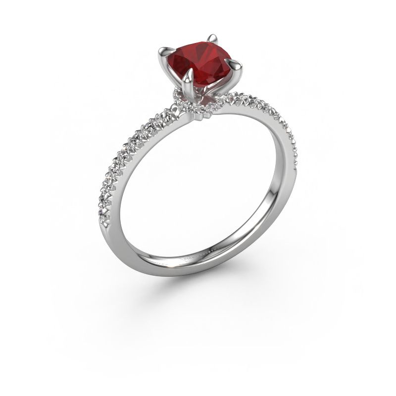 Engagement ring Crystal CUS 4 950 platinum ruby 5.5 mm