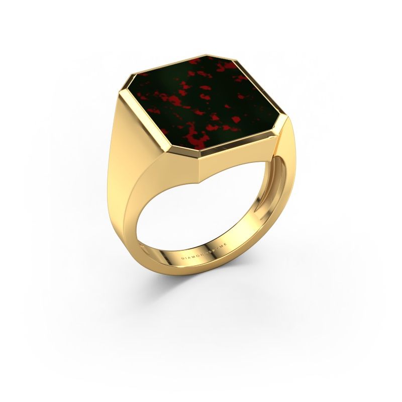 Signet ring Lars 5 light 585 gold bloodstone 16x13 mm