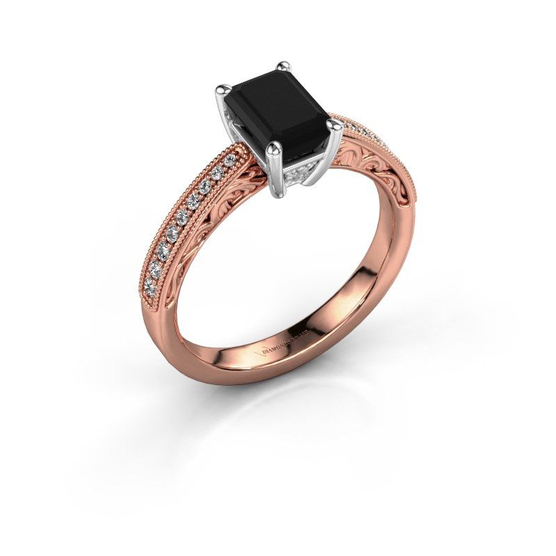 Afbeelding van Verlovingsring Shonta EME<br/>585 rosé goud<br/>zwarte diamant 1.514 crt
