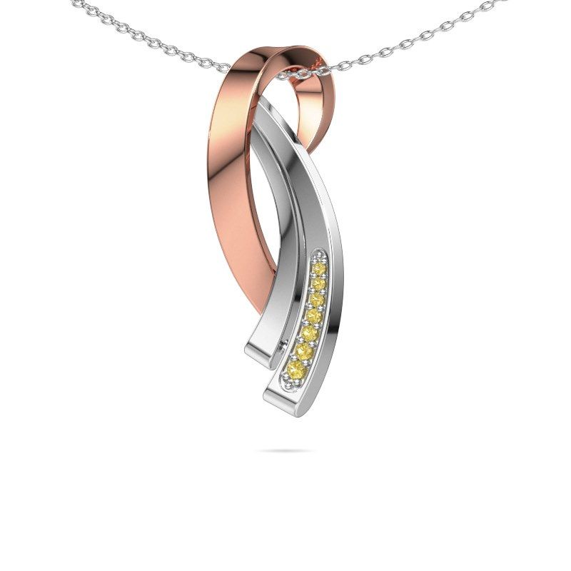 Hanger Lida 585 rosé goud gele saffier 1 mm