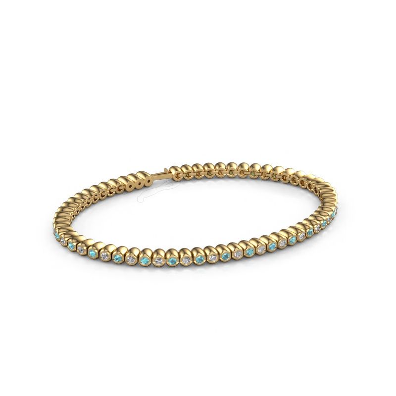 Bracciale tennis Bianca 2 mm 585 oro topazio blu 2 mm